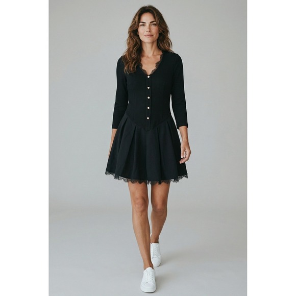 NIAT Dresses & Skirts - NIAT jeweled button whitchycore whimsigoth fit flair black mini dress sz M nwt